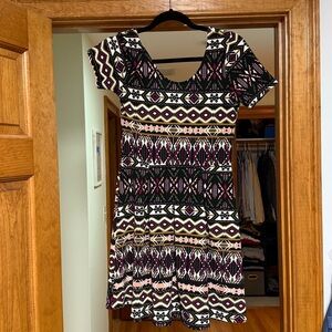 Alya Black and White Patterned Mini Dress